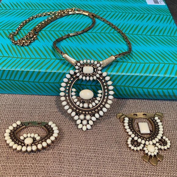 3in1 Detachable Havana Cabochon Stone Pendant Statement Necklace STELLA & DOT - Picture 4 of 16